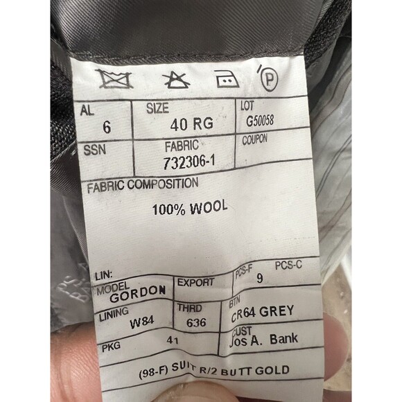 Jos. A. Bank Signature Blazer Men 40R  Gray Brown Windowpane Plaid Wool Jacket - Picture 9 of 16